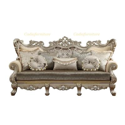 China American Traditional Style Genuine Leather Structure Living Room Solid Wood Sofas Hand Cutout Living Room Fabric Sofas for sale