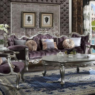 China Luxury French Solid Wood Sofa Solid Wood Sofa Silk Fabric Living Room Sofa Set Frame View Fabric Custom Paint Color for sale