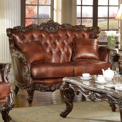 China High Quality Living Room Furniture Sofa Set American Solid Wood European Style Genuine Leather Couches for sale