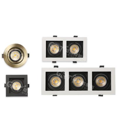 China White Square Modern Rectangular Single Triple Heads Double Recessed COB GU10 MR16 Spot LED Downlights for sale