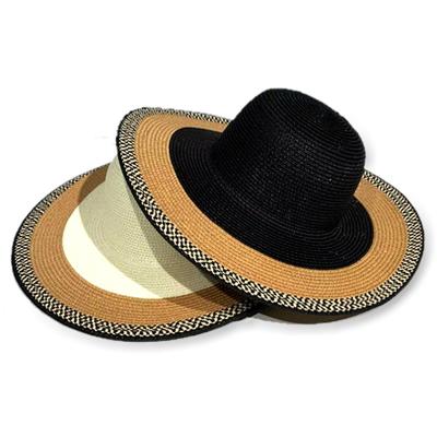 China Eco-friendly Wide brim straw straw beach hats summer Floppy boater hats for men for sale