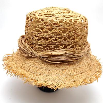 China Eco-friendly High Quality Natural Straw Hats Raw edge Custom Women Summer Outdoor Garden Straw Hat for sale