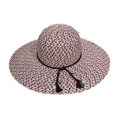 China Eco-friendly Large Straw Wide Brim Hat Women Summer Beach Empty Sunscreen Floppy Straw Hat for sale