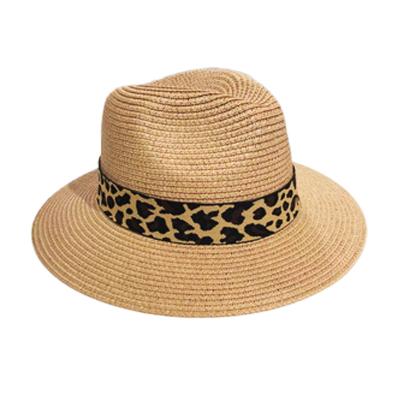 China Eco-friendly Best Selling Ladies Summer Visors Beach Hats Western Summer Wide Brim Women Leopard Straw Hat for sale