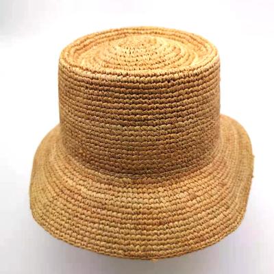 China Eco-friendly Custom Straw Raffia Hat Outdoor Wide Brim Beach Sunscreen Hat Flat Top Paper Straw Hats for sale