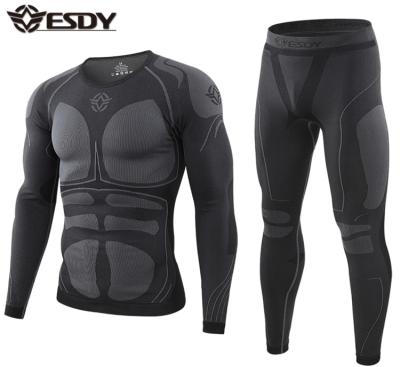 China 2-Colors ESDY Outdoor Sports Long Johns Seamless Anti-Static Compression Function Thermal Underwear Set for sale