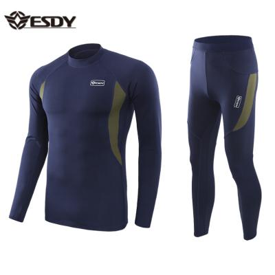 China Durable OEM Navy Blue Service Tactical Thermal Warm Fleece Clothing Thermal Underwear for sale