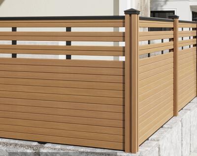 China Easily Assembled WPC Fence Teak Wood Wood Grain 3D Plastic Composite Wood Deck Outdoor Garden Fence for sale