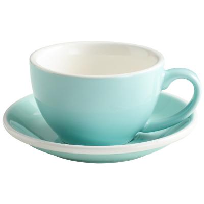 China Sustainable 300ml Creative Colorful Glossy Glazed Ceramic Coffee Cup With Saucer for sale