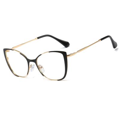 China hot selling luxury blue light block glass women personality cat eye frame new anti-blue light glass trend metal frame for sale