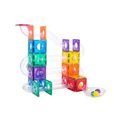 China Building Toy New transparent 3d magnet tiles marble magnetic magic montessori running educational toy for sale