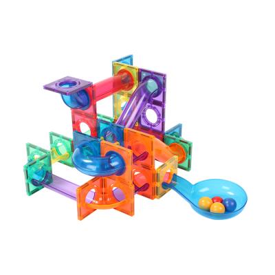 China 2021 New Stem Building Toy 2021 Marble Run Magnetic Tiles Plastic Block Toys Marble Ball Run Magnetic Tiles For Kids for sale