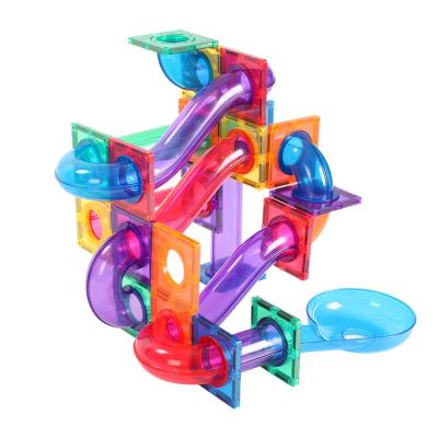 China Construction Toy New Design Educational Building Blocks Magnetic Marble Run Diy 50pcs Marble Run Tiles Toys Magnet With Ball for sale