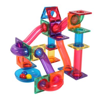 China 100pcs Building Toy Marble Run Educational Magnetic Tiles Magnetic Tiles Building Toy Diy Marble Ball Run Toy Set for sale