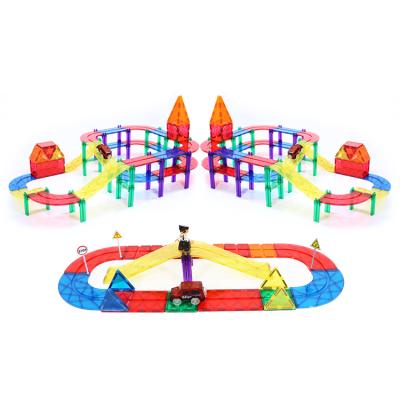 China Magnetic Building Blocks Toy Car Race Track Tiles Building Blocks Toy New Car Race Track Construction For Children for sale