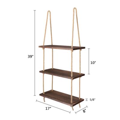 China Rustic Kitchen Farmhouse Floating Shelves 3 Tier Wall Swing Floating Durable Torched Storage Wood Hanging Shelf for sale