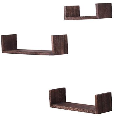 China Kitchen Set of 3 Floating Shelves Wooden Wall Shelf Storage U Shaped Farmhouse Decorative Wall Mounted for Home Office for sale