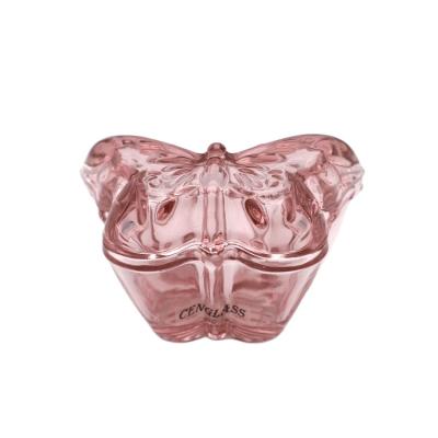 China Europe Hand Pressed Glass Container Tableware Jar Sugar Jar Butterfly Shape for sale