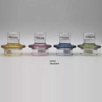 China Home decoration tableware tealight candle holders glass daul use clear and color for sale