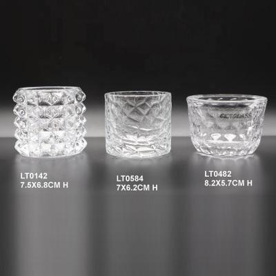 China Home Decoration Hand Pressed Votive Glass Candle Holder Holder Color Clear Or As Request for sale