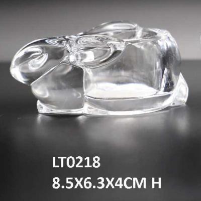 China Home Decoration Hand Pressed Candle Holder Rabbit Tea Light Holder Glass Color Clear Or As Request for sale