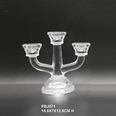 China Home Decoration Hand Pressed Glass Candle Holder Pillar Holder Color Clear Or As Request for sale