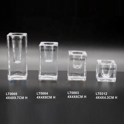 China Home Decoration Hand Pressed Glass Candle Holder Pillar Holder Color Clear Or As Request for sale