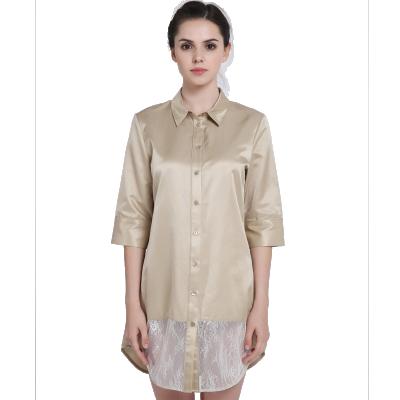 China Factory Direct Selling High Quality Thermal Silk And Cotton Home Collar T-shirt Mixed Dress For Home And Away for sale