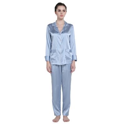 China 2021 New Pure Color Silk Pajamas Women's Long Sleeve Breathable Pajamas for sale