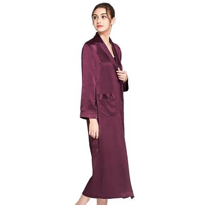 China 2021 Breathable luxury silk long night robe bathrobe with integral sleeve pocket decoration for sale