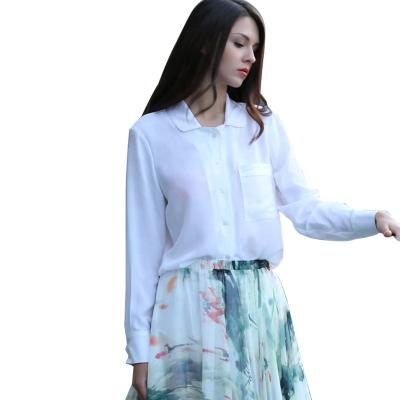 China Anti-pilling newly designed a variety of styles and bright colors shirt satin silk printed silk blouse for women for sale