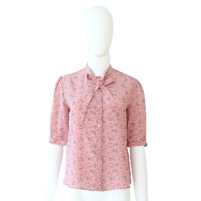 China 2022 Women's Clothing Fashion Blouse Floral Printing Short Sleeve Silk Blouse QUICK DRY for sale