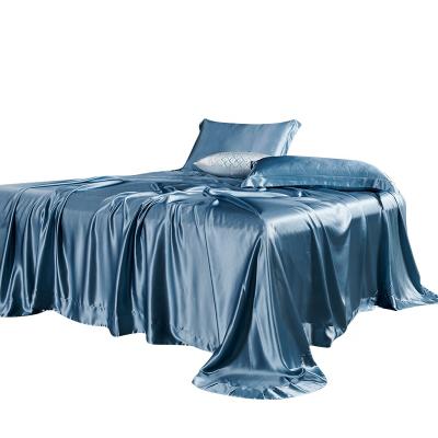 China Exquisite silky solid color anti-pilling can be customized logo silk bedspread 100%silk flat sheets for women for sale