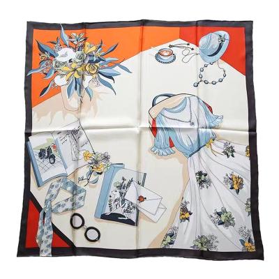 China Summer Square Silk Scarf Lady Square Shawls and Wraps Women Scarf Office Neck Hijab Small Size Headband for sale