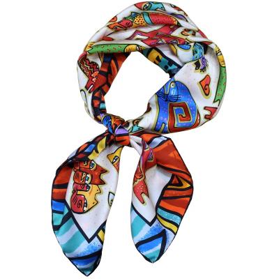 China Autumn Fashion Big Size Silk Square Scarf Digital Printing Square Silk Scarves For Ladies for sale