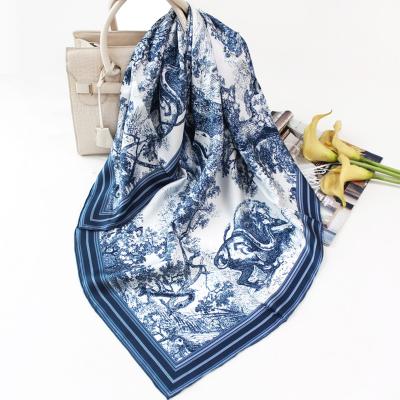 China Digitally Printed Square 110*110cm Square Silk Wrap Exclusive Luxury Matching Silk Scarves For Women for sale