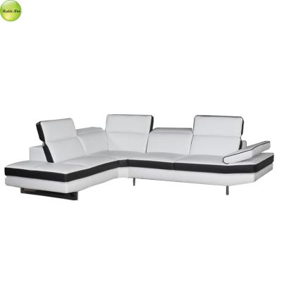 China Left Shape Leather Sectional Sofa Set Living Room Sofa (The Other) Italian Luxury Black And White Living Room Adjustable Long Design for sale