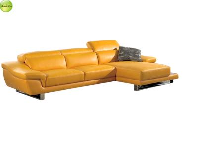 China Luxury Orange Corner Extended Sofa Modern Leather Living Room Sofa With Chaise2293 for sale