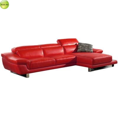 China Wholesale Adjustable Artificial Leather Upholstery PU Modern Event Sofa Small L(Other) Shape Red Leather Sofa for sale