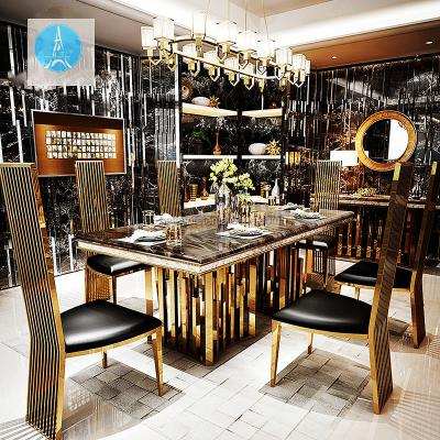 China Metal Furniture Sets Factory Gold Stainless Steel Marble Adjustable Dining Table (Size) Dining Table Set Modern Dining Tables With 10 Seaters for sale