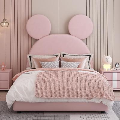 China Modern Cute Bedroom Furniture Girls Furniture Kid Princess Bed Castle Cartoon Mickey Mouse Pink Bed for sale