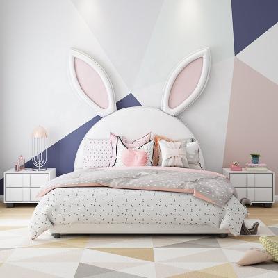 China Cute Modern Style Modern Wooden Furniture Girls Bedroom Rabbit Shape Pink High Quality Bed for sale