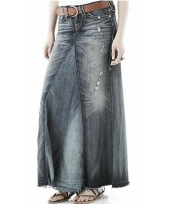 China Custom Made Vintage Fashion Denim Lattice Skirt Plus Size Long For Mom Women for sale