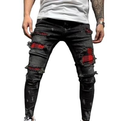 China Breathable Skinny Jeans Ripped Broken Denim Stacked Jeans For Men for sale