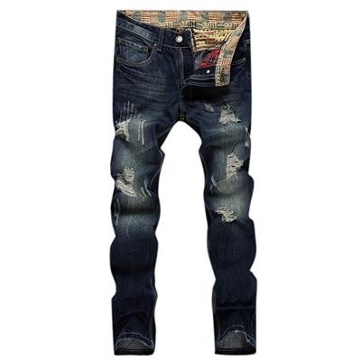 China Knee Cut Fashion Breathable Skinny Ripped Patchwork Distressed Jeans Men for sale