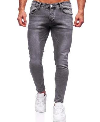 China Custom Made Breathable Gray Masculine Jeans Mens Casual Simple Style Skinny Stretched Pants With Zipper Fly for sale