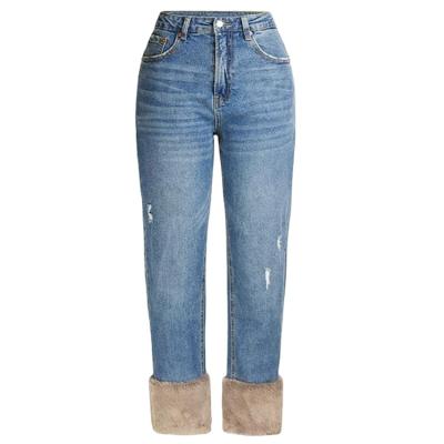 China 2021 New Arrival Denim Ladies Breathable Jeans Rushing Style Casual Bottom Women's Friend Fur Jeans for sale