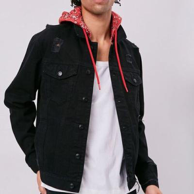 China Viable Bandana Print Hooded Denim Jacket For Men for sale