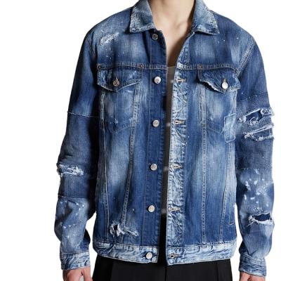 China Breathable 2022 New Custom Washed Out Casual Biker Denim Jacket For Men for sale