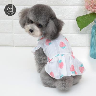 China Strawberry Print Stocked Small Dog Clothes Springs And Summer Dog Shirts Pet Apparel And Accessories for sale